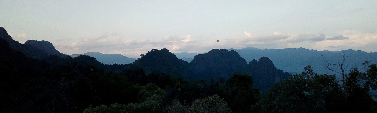 Karst mountains at dusk near Vang Vieng, Laos
